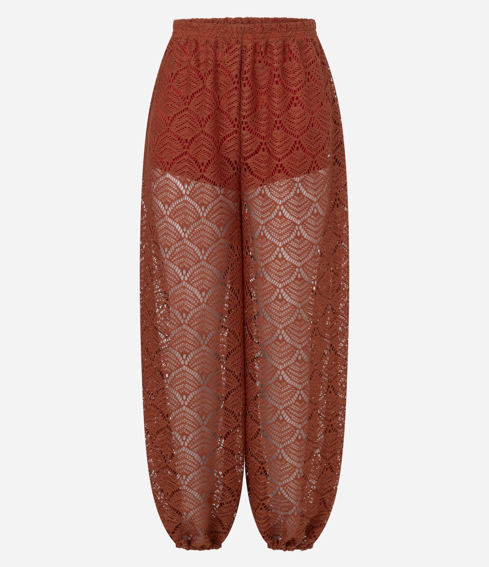 Calça Balloon Cropped com Textura e Sobreposição Vermelho 5