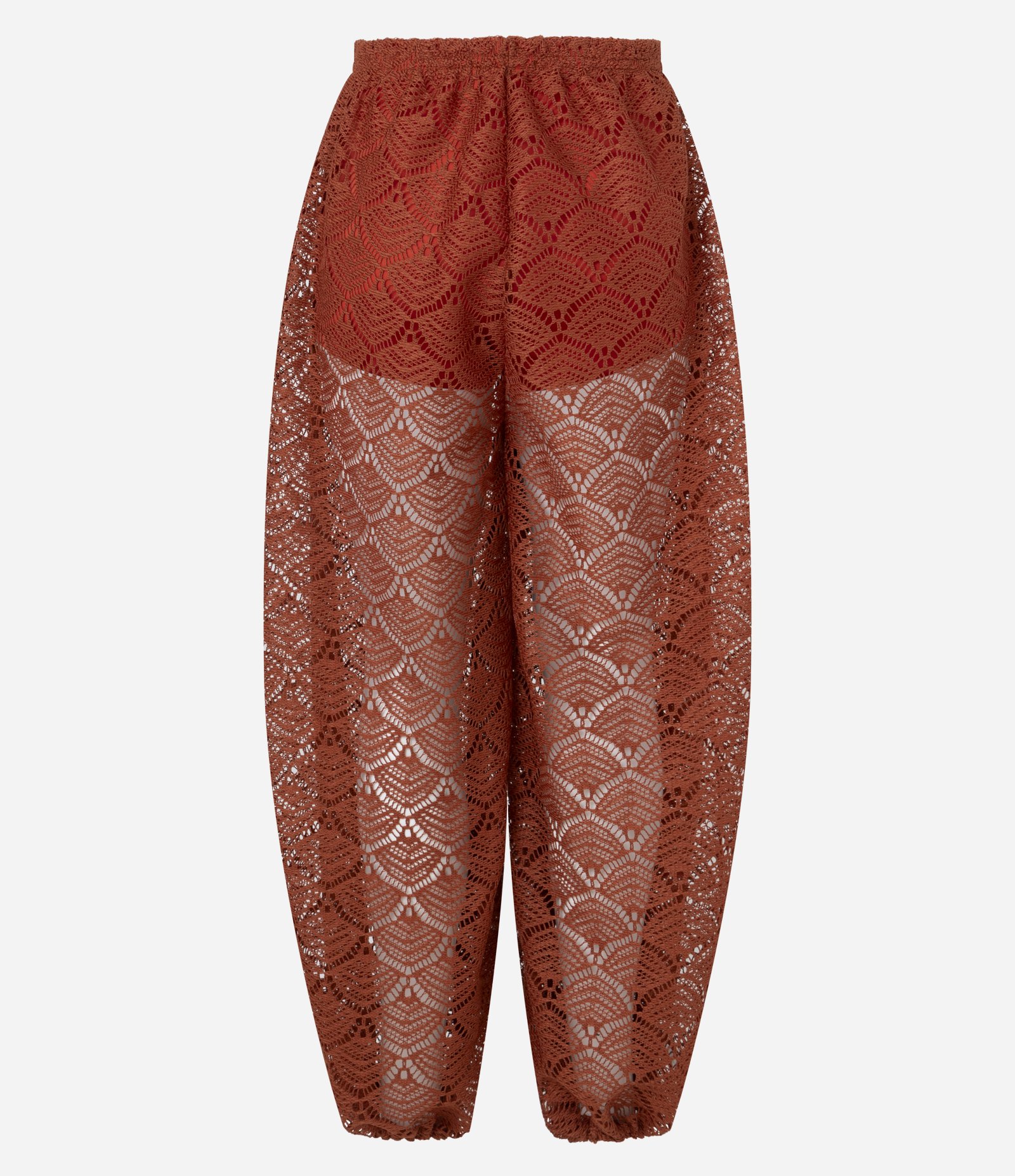 Calça Balloon Cropped com Textura e Sobreposição Vermelho 8