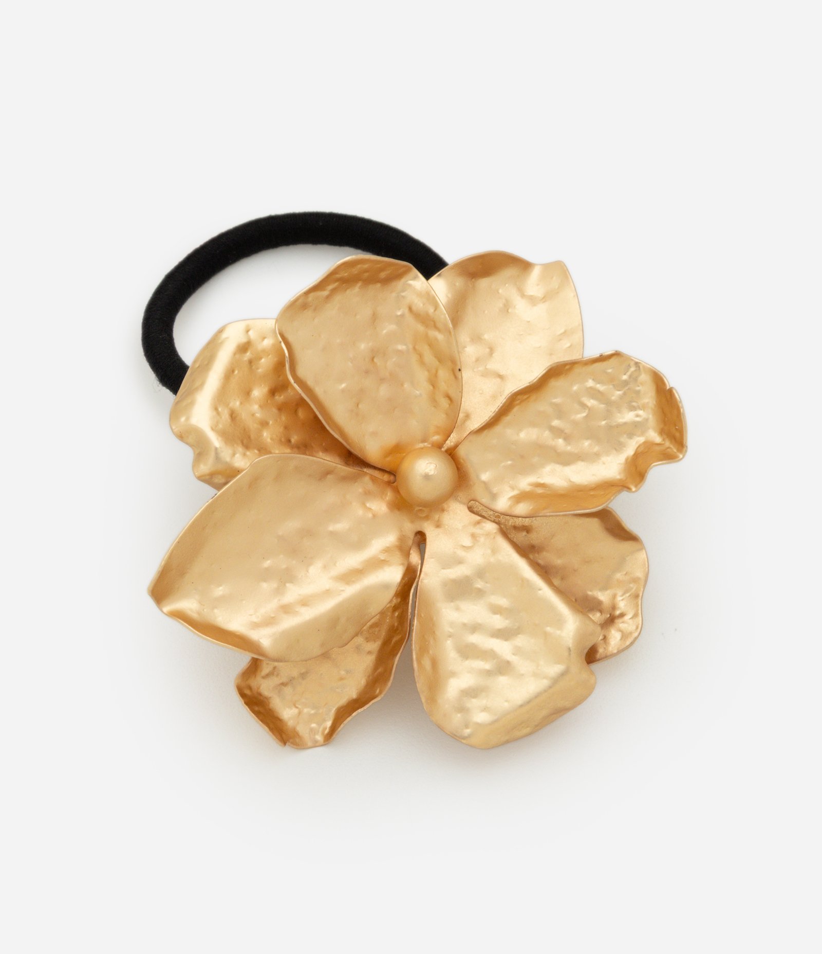 Elástico de Cabelo em Metal com Forma de Flor Dourado-AC 1