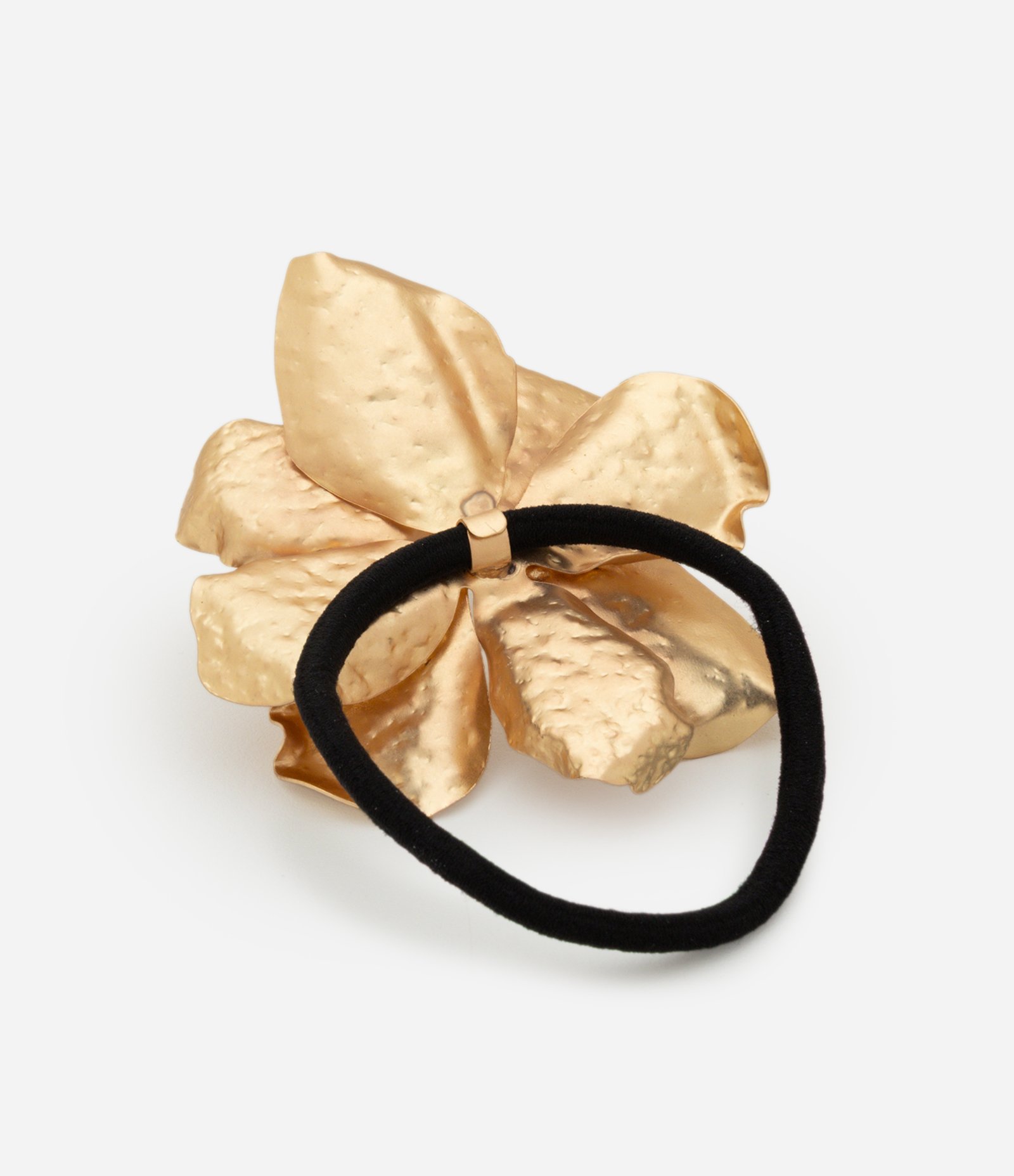 Elástico de Cabelo em Metal com Forma de Flor Dourado-AC 2