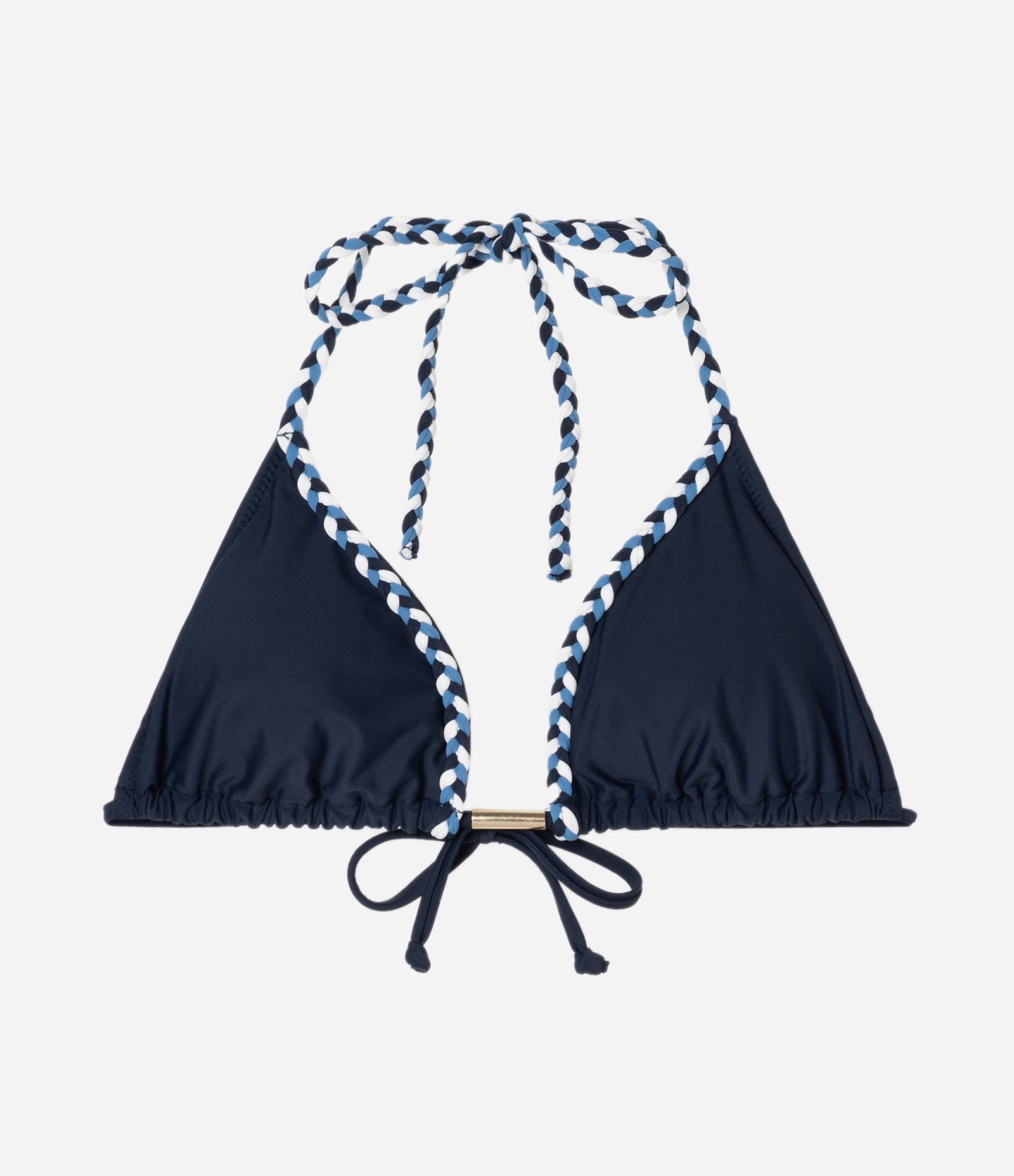 Biquíni Top Cortininha em Microfibra com Detalhe de Trancinha Azul 1