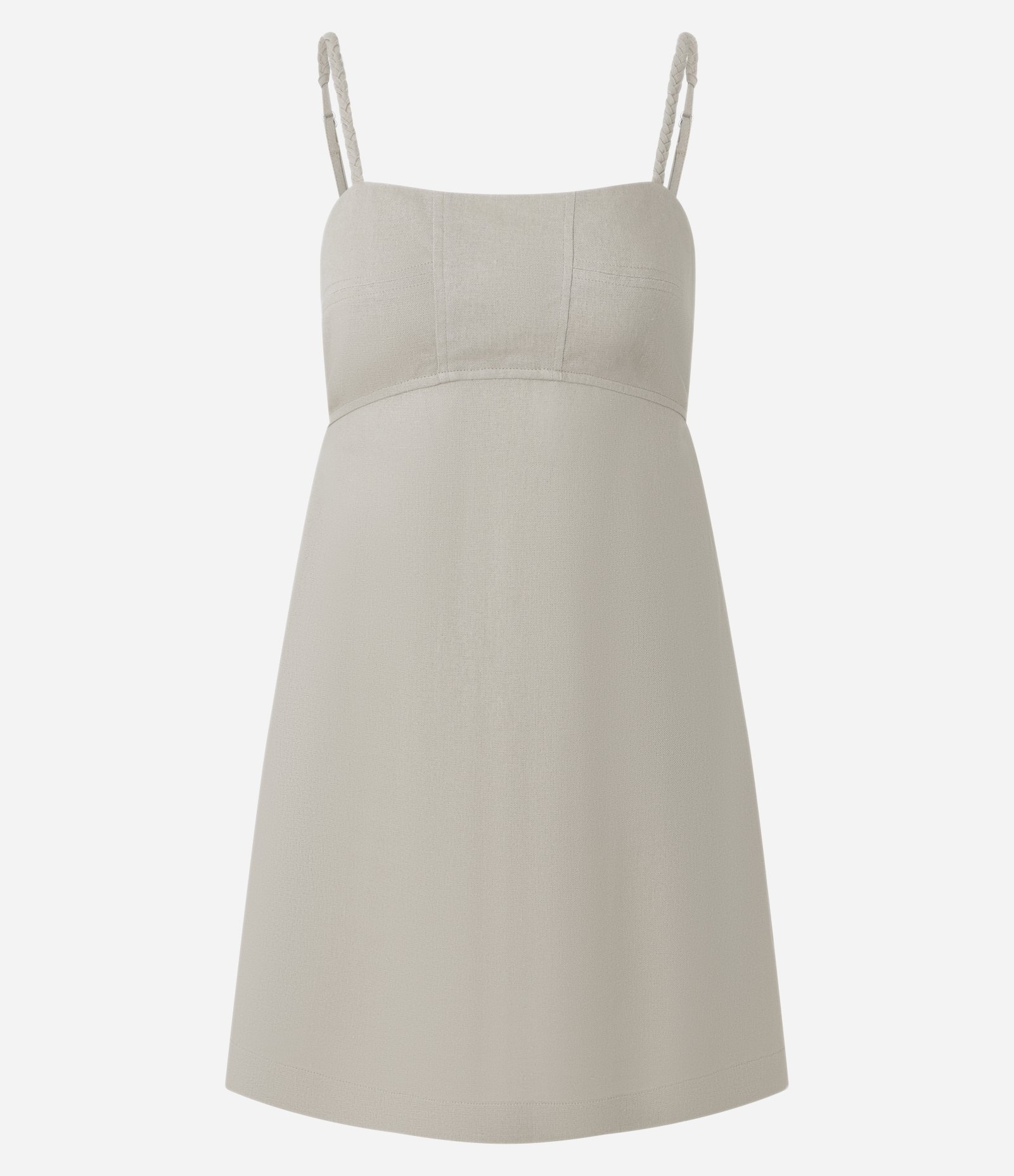 Vestido Curto de Alcinha Trançada com Detalhe no Busto Off White 1