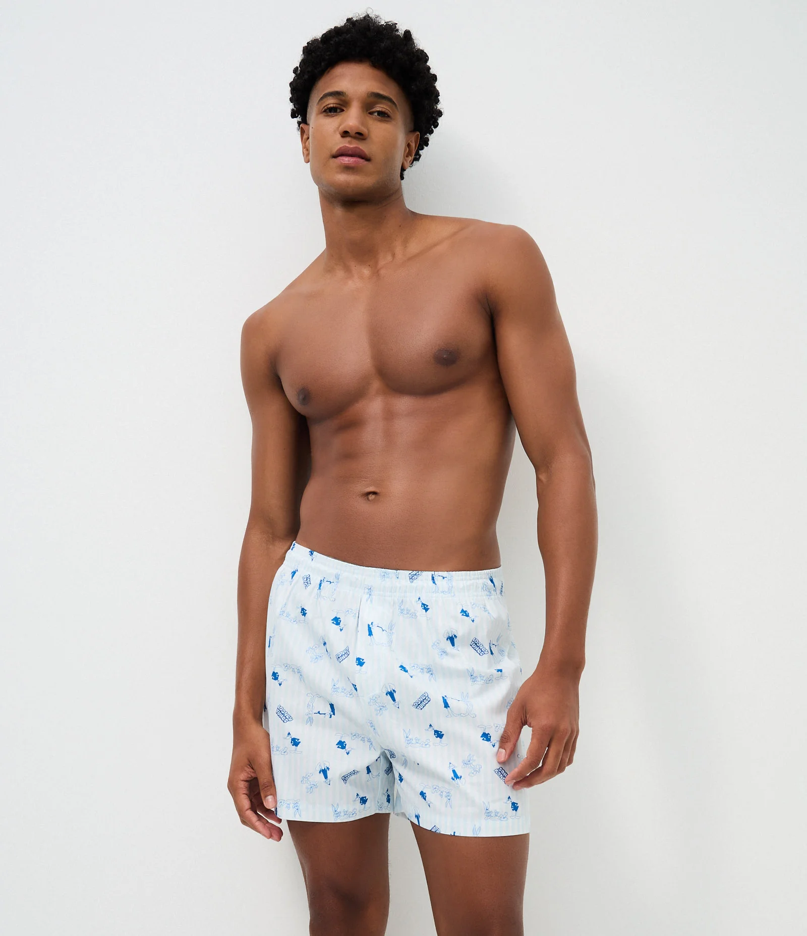 Cueca Samba Canção em Tricoline com Estampa Pernalonga & Patolino Cinza 1