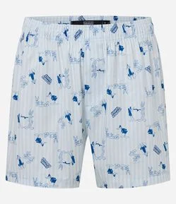 Cueca Samba Canção em Tricoline com Estampa Pernalonga & Patolino