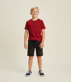 Camiseta Infantil Texturizada com Viés Contrastantes - 5 a 14 Anos