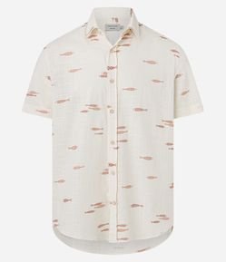 Camisa Comfort em algodão com Estampa Espinha de Peixe