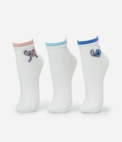 Kit 03 Meias Cano Baixo em Algodão Stitch e Angel