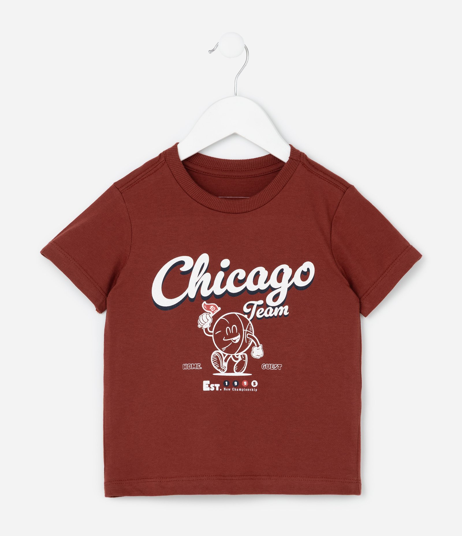 Camiseta Infantil com Estampa Chicago - Tam 1 a 6 Anos Vermelho 1