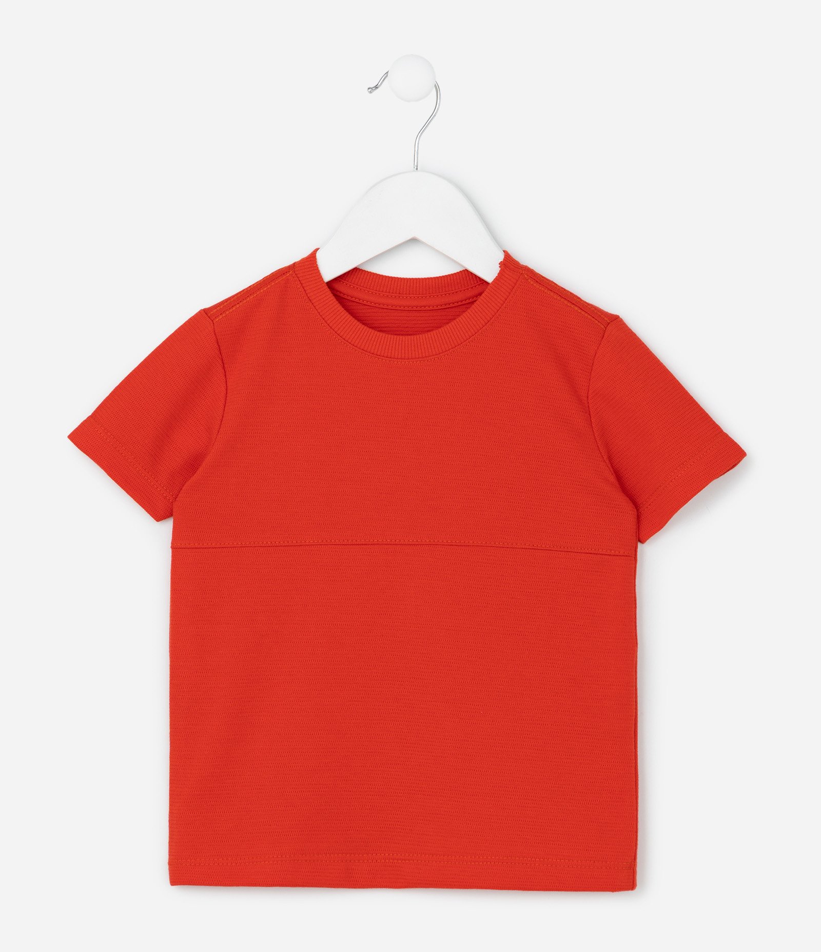 Camiseta Infantil com Recorte e Texturizada - Tam 1 a 6 Anos Vermelho 1