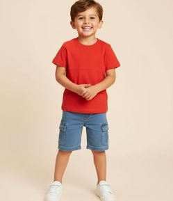 Camiseta Infantil com Recorte e Texturizada - Tam 1 a 6 Anos