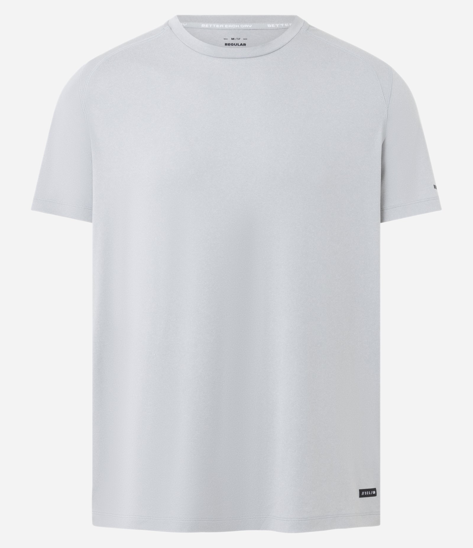 Camiseta Regular Esportiva em Tecnologia Dry com Etiqueta na Barra Cinza Claro 5