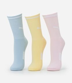 Kit 03 Meias Cano Alto Esportiva em Algodão Puma