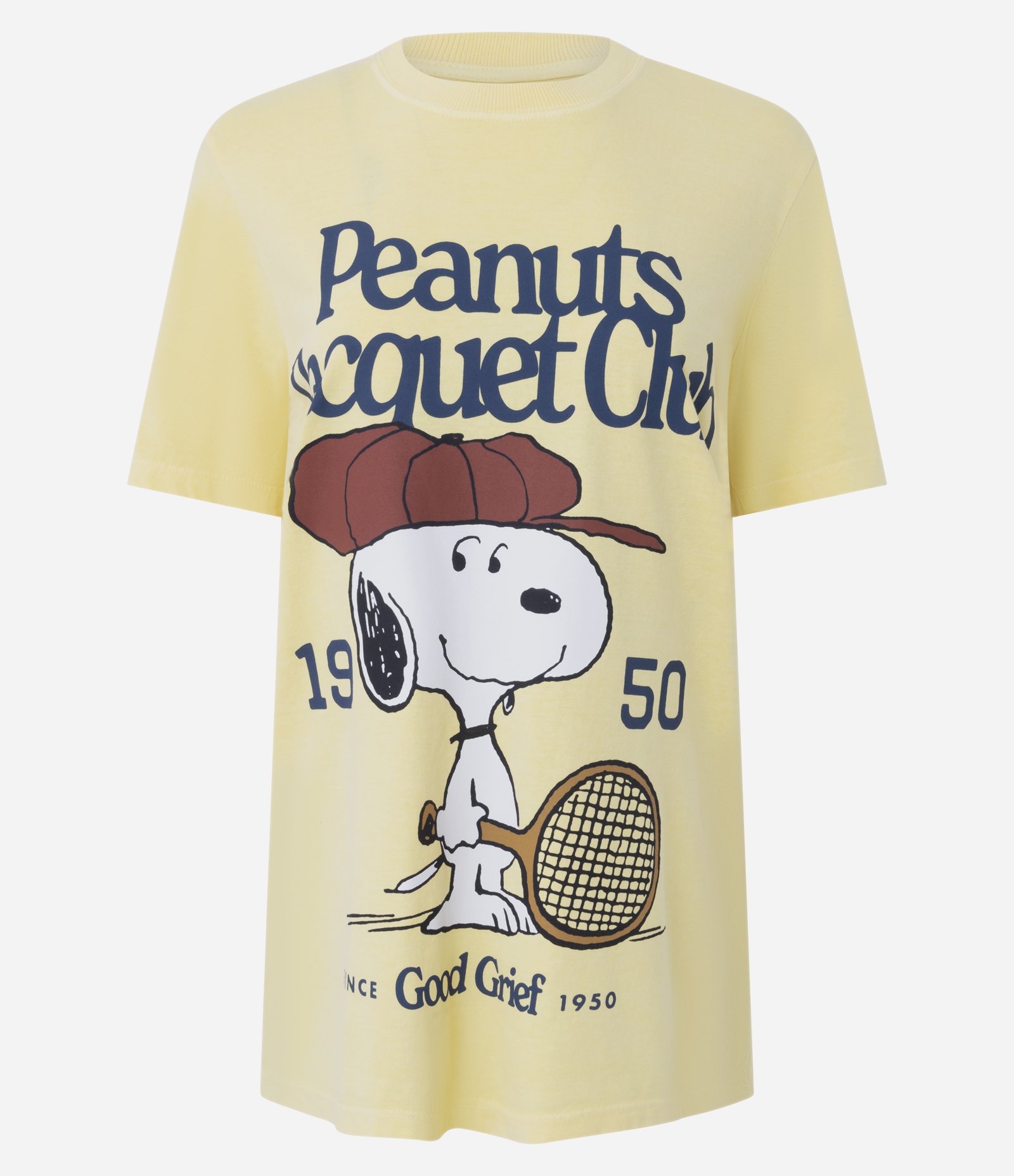 Camiseta em Algodão com Estampa Snoopy Raquet Club Amarelo 5