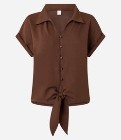 Blusa Texturizada em Viscose com Botões e Amarração