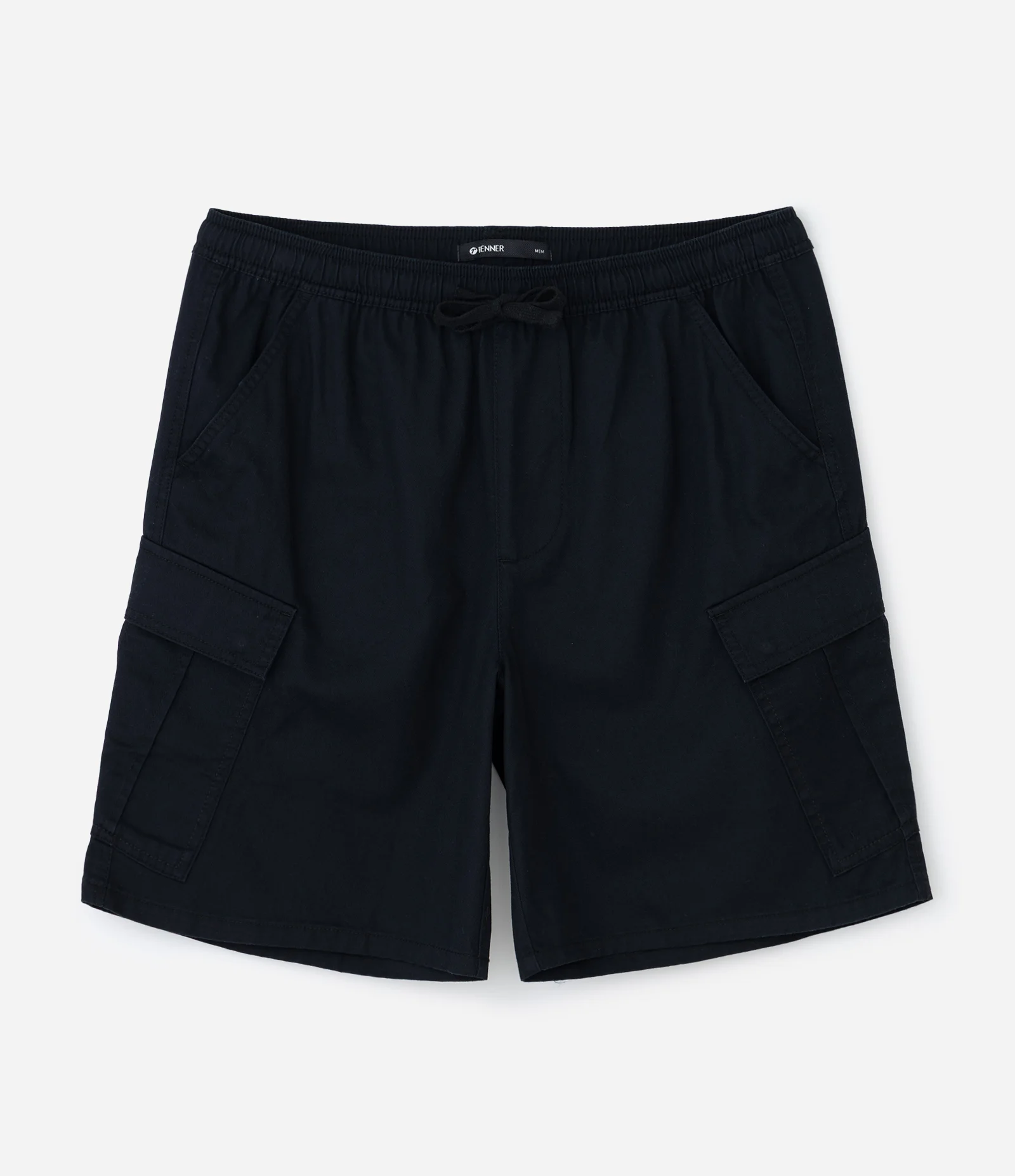 Bermuda Cargo em Sarja Liso com Cós Elástico Preto 1