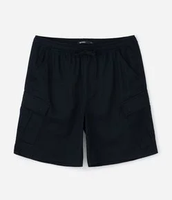 Bermuda Cargo em Sarja Liso com Cós Elástico