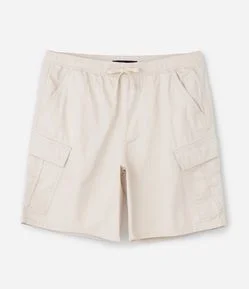 Bermuda Cargo em Sarja Liso com Cós Elástico