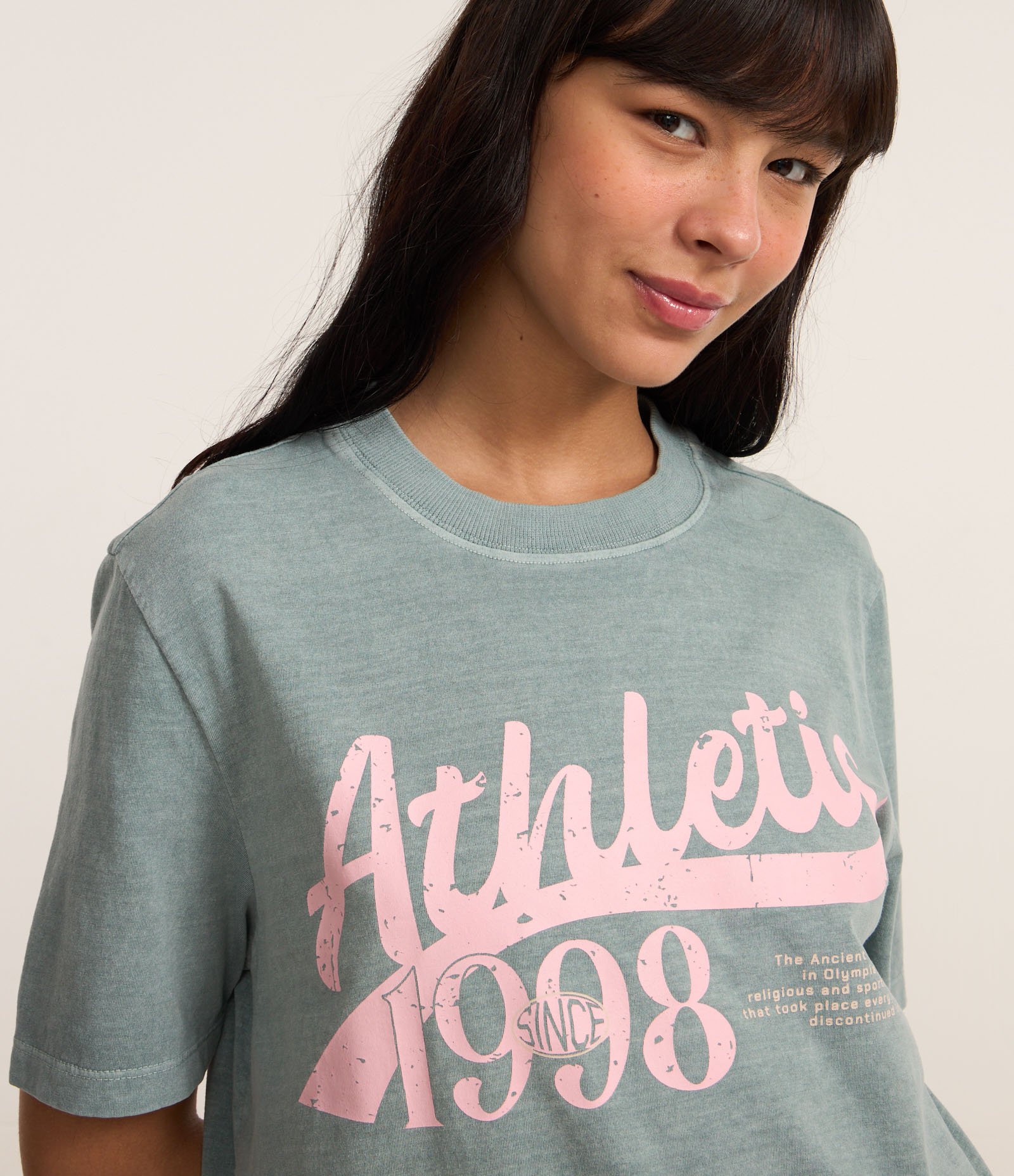 Camiseta em Algodão com Estampa Athletic Cinza 3