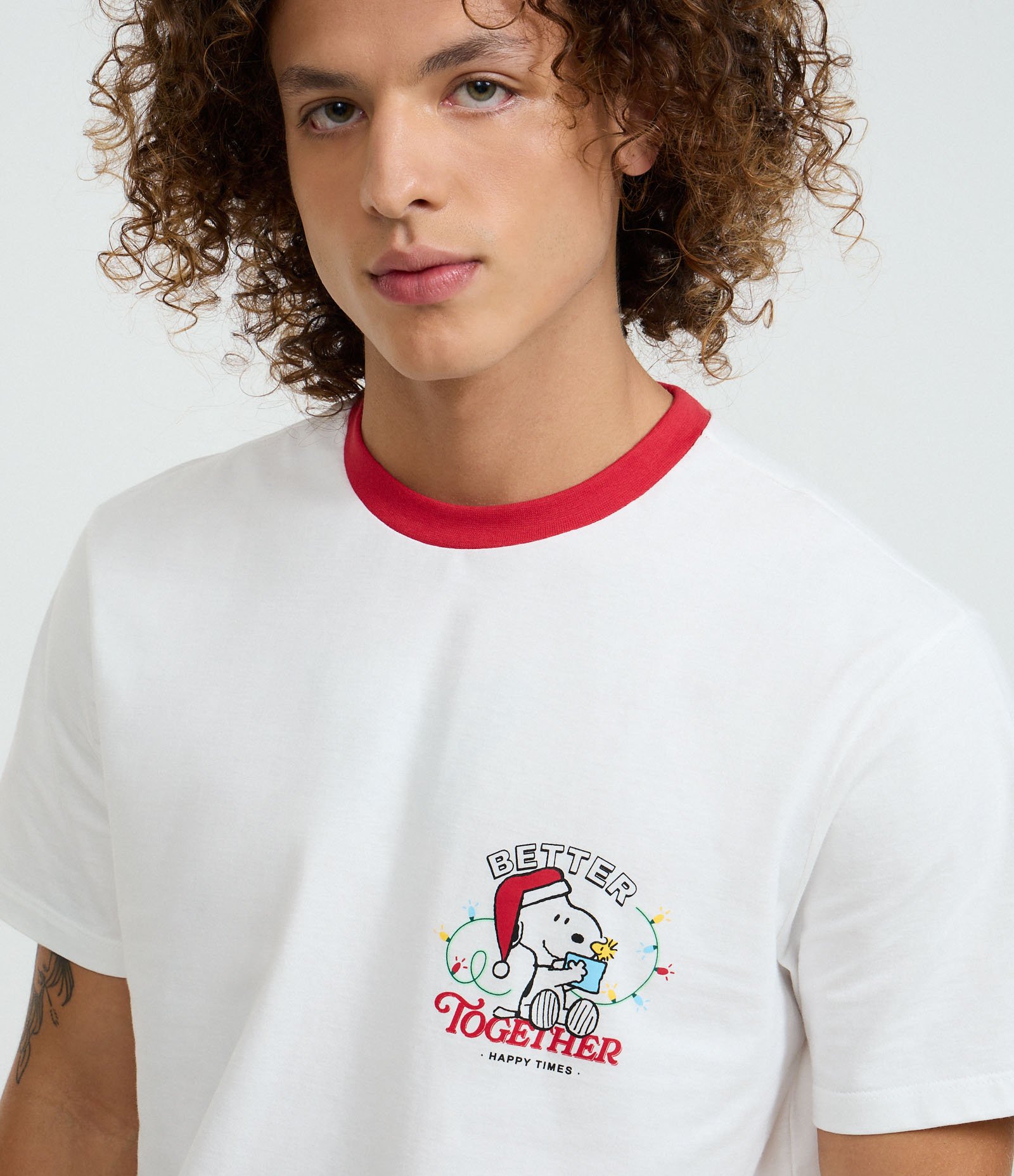 Pijama Curto Comfort em Algodão com Estampa Mini Me Peanuts Branco 2