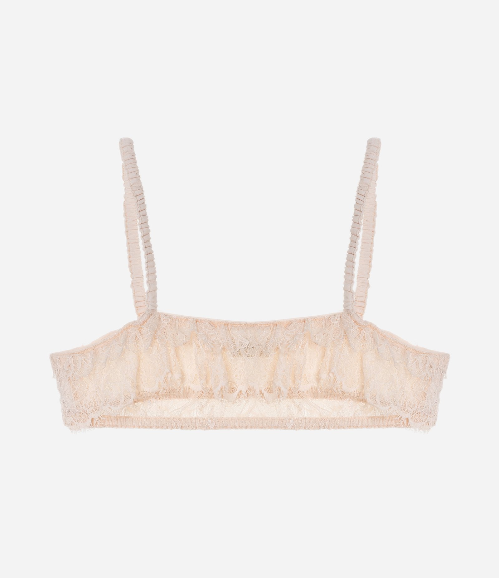 Top em Renda com Barra Nuvem e Elástico na Alça Bege 7