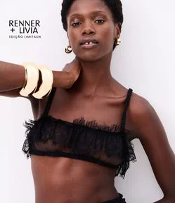 Top em Renda com Barra Nuvem e Elástico na Alça