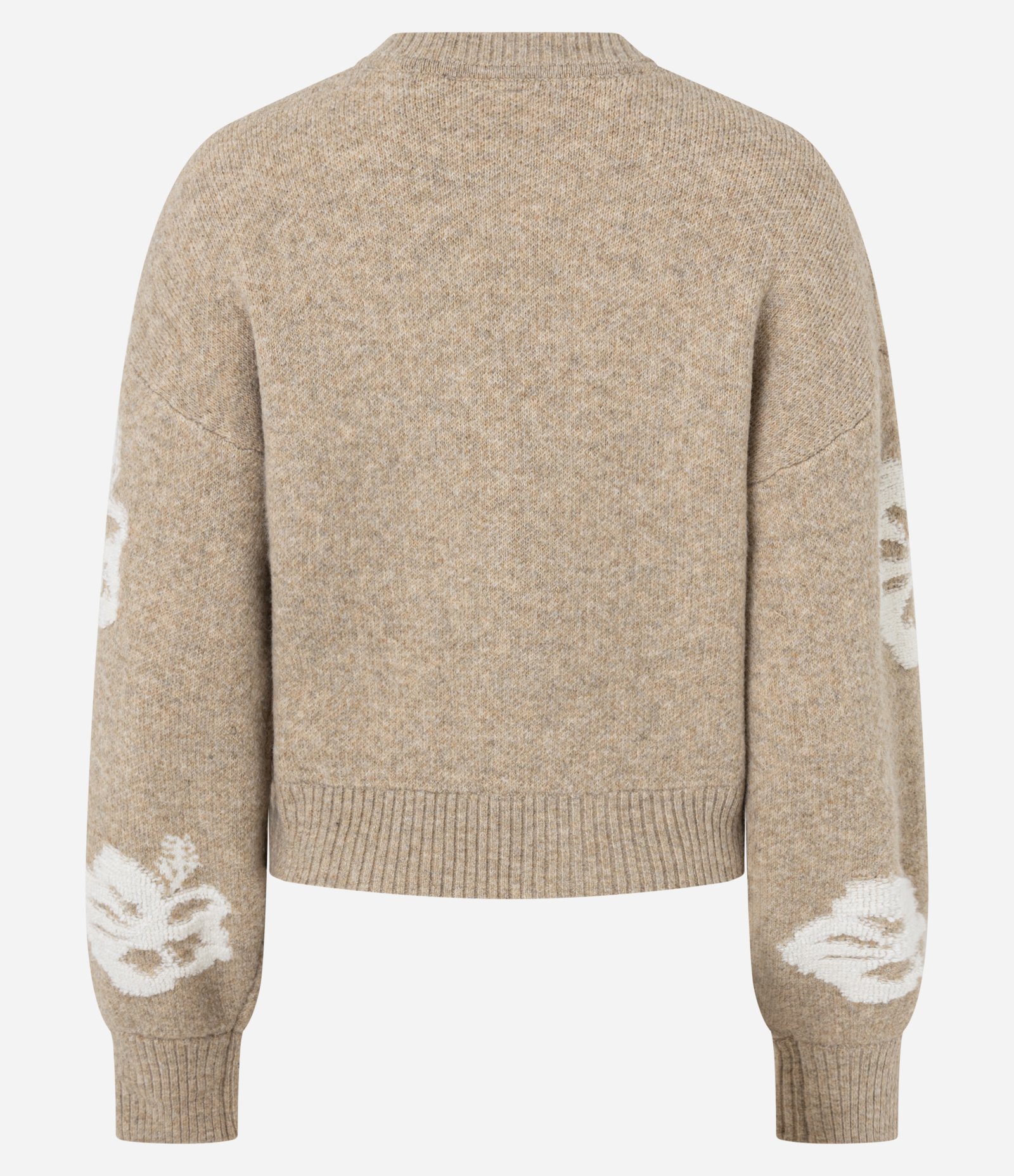 Cardigan Com Zíper Frontal e Estampa de Flores Bege 7