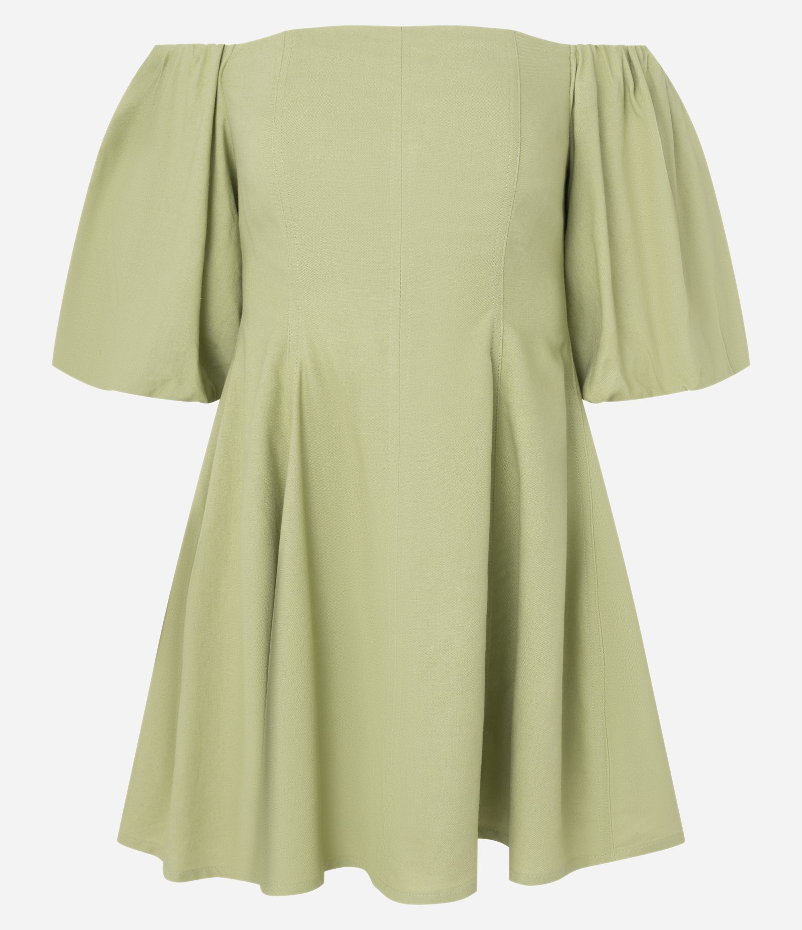 Vestido Curto com Manga Bufante e Ombro a Ombro Verde 6