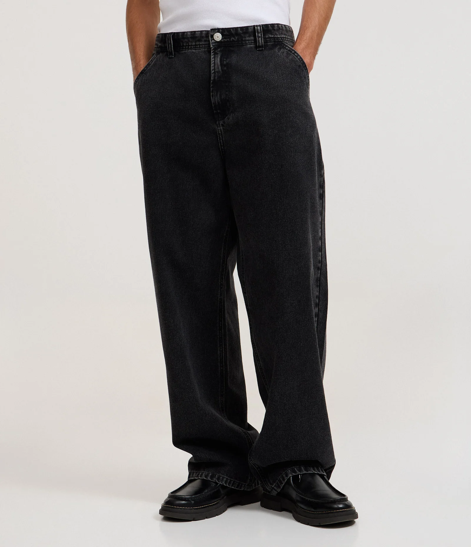 Calça Super Baggy em Jeans Marmorizada Preto 2