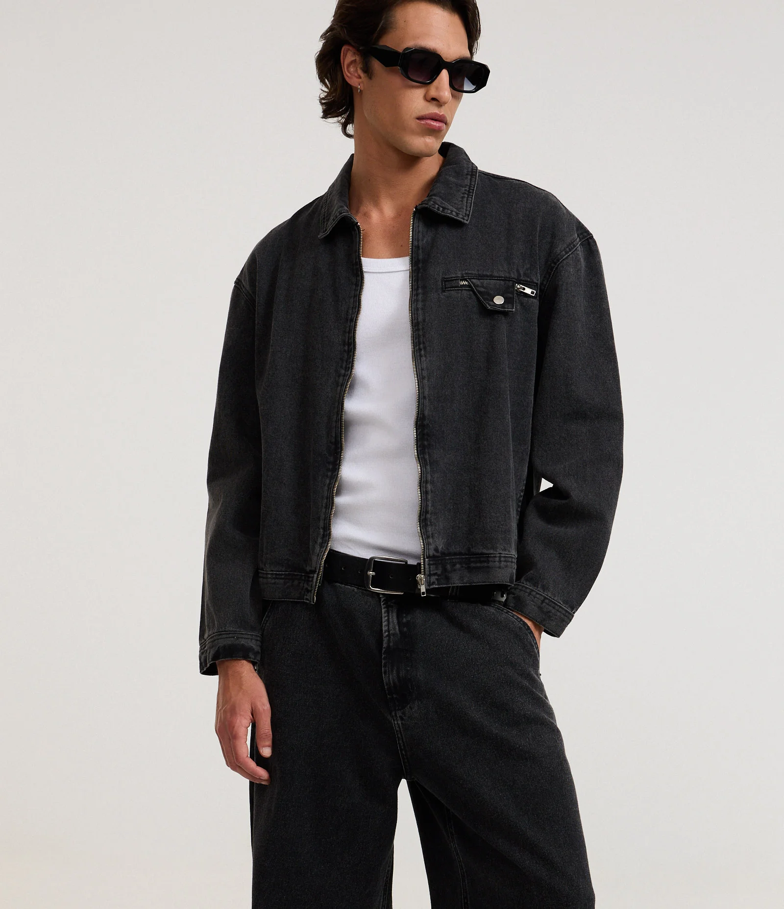 Calça Super Baggy em Jeans Marmorizada Preto 3