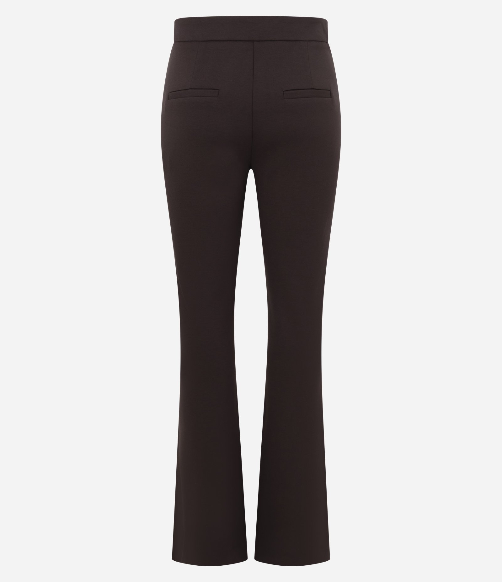 Calça Fit Flare em Ponto Roma com Fivelinha Marrom Escuro 6