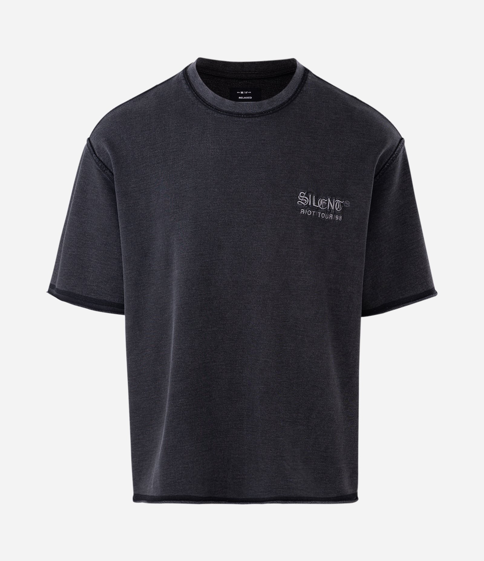 Camiseta Manga Curta em Algodão com Lettering Silent Riot Tour 98 Preto 5