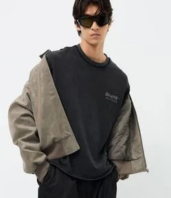 Camiseta Manga Curta em Algodão com Lettering Silent Riot Tour 98