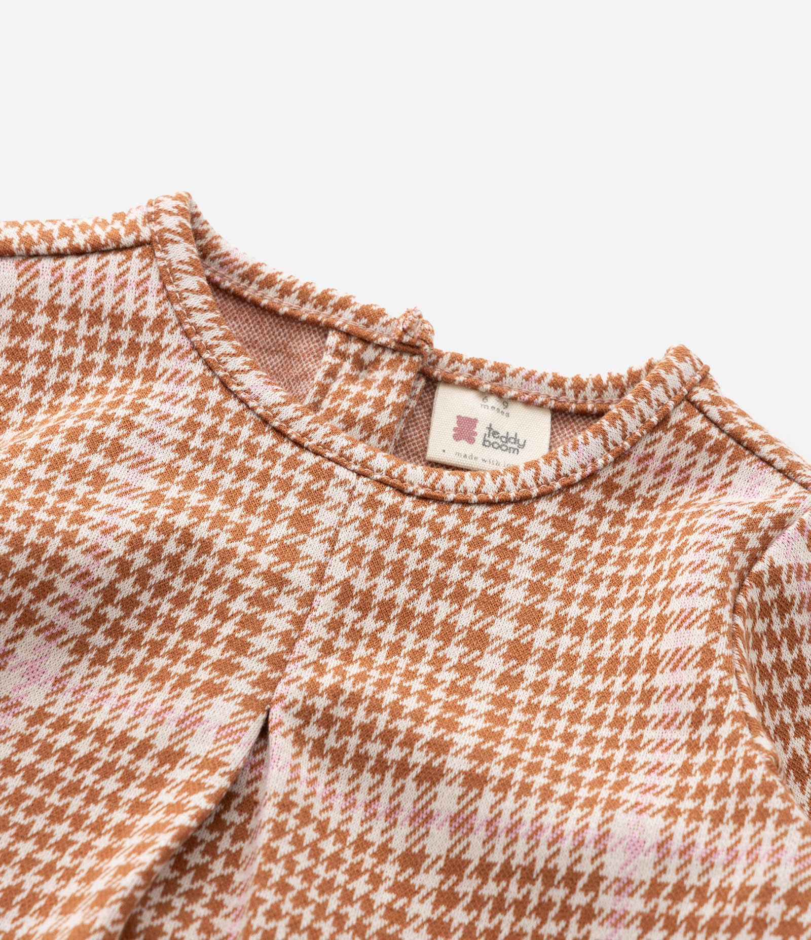 Vestido Infantil Manga Longa Xadrez com Meia-Calça – Tam 0 a 18 Meses Marrom/Branco 8