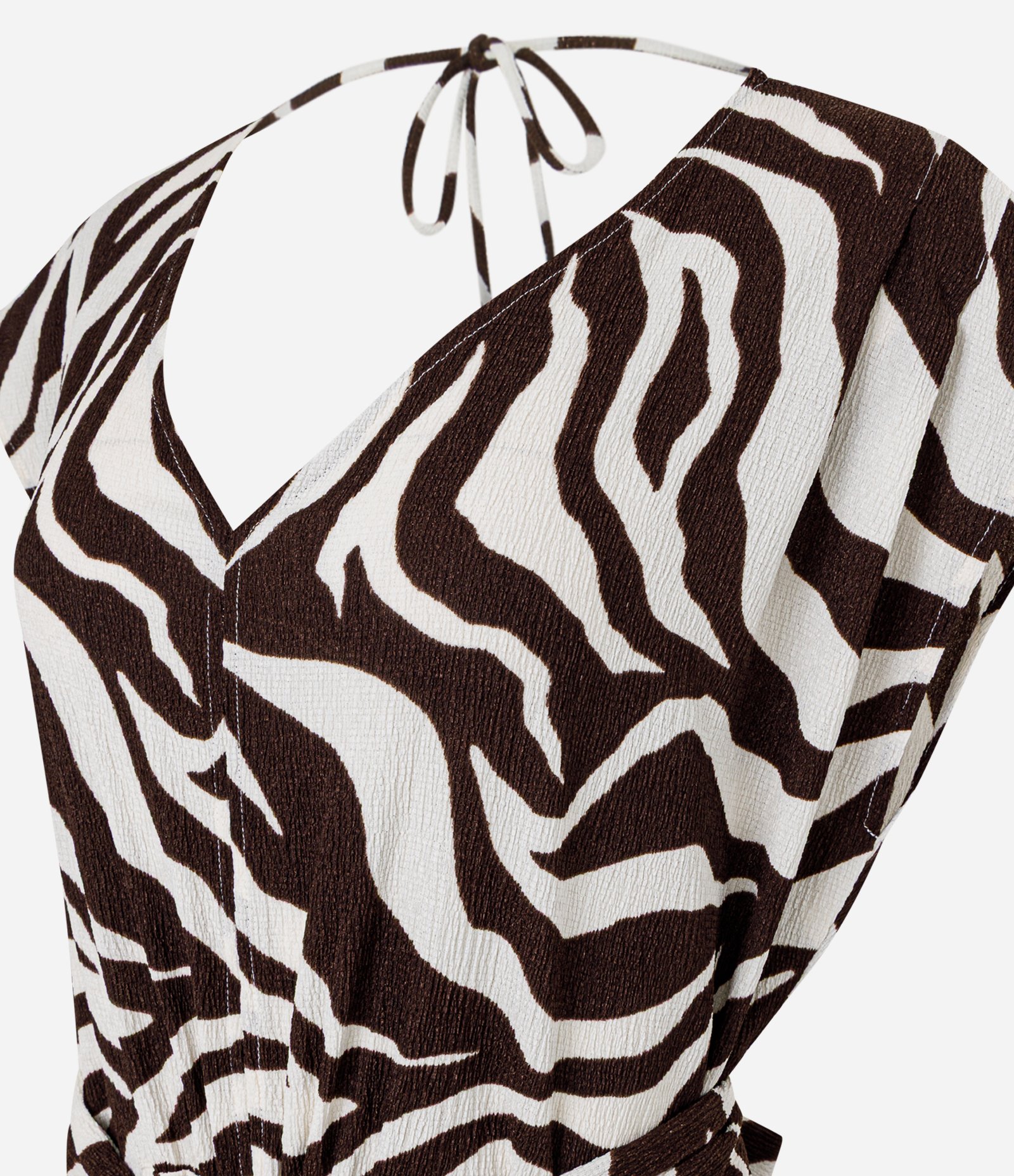 Macacão Longo em Piquet com Estampa Animal Print Branco/Marrom 6