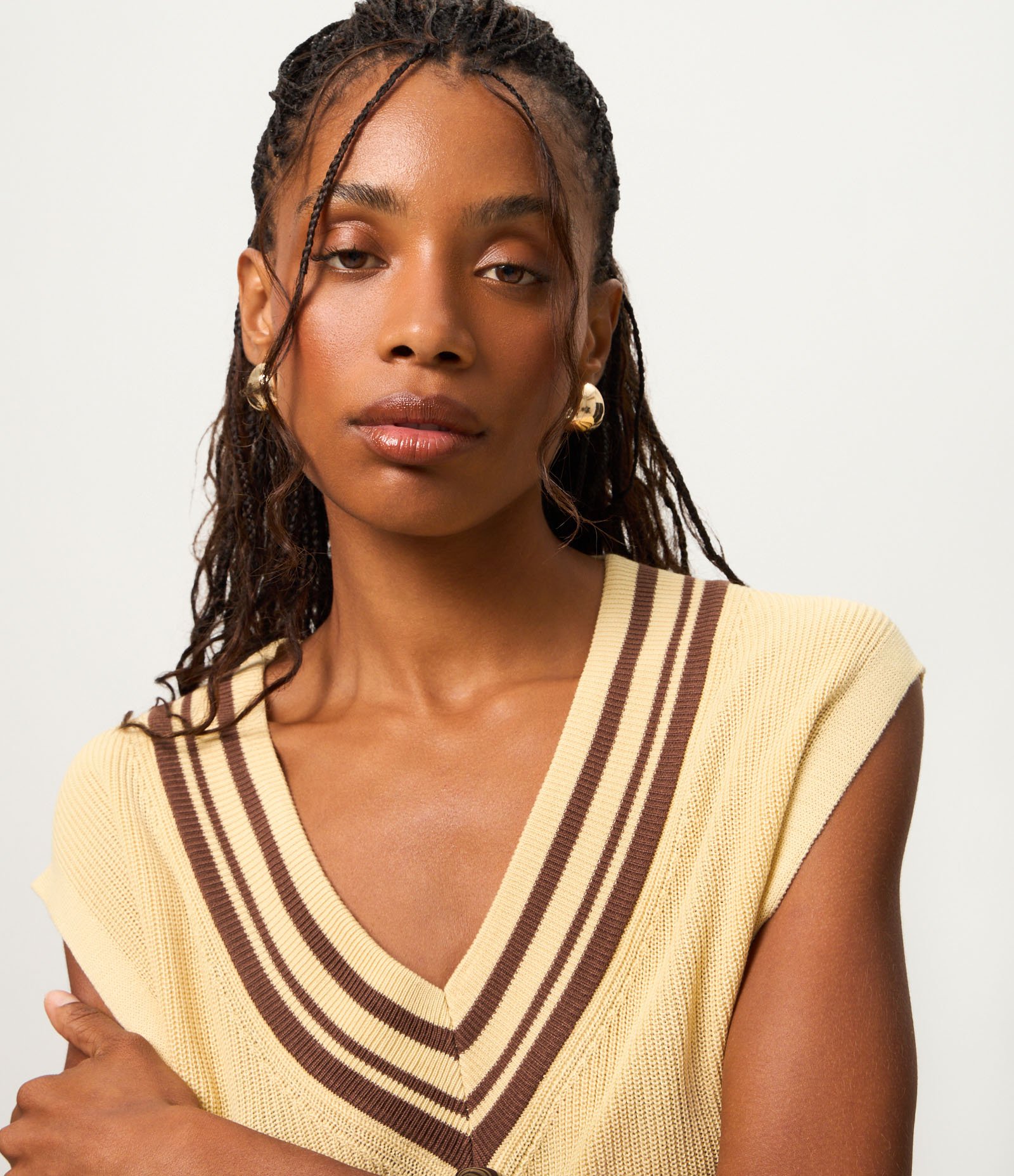 Colete Alongado em Tricô com Detalhe Contrastante Amarelo 3