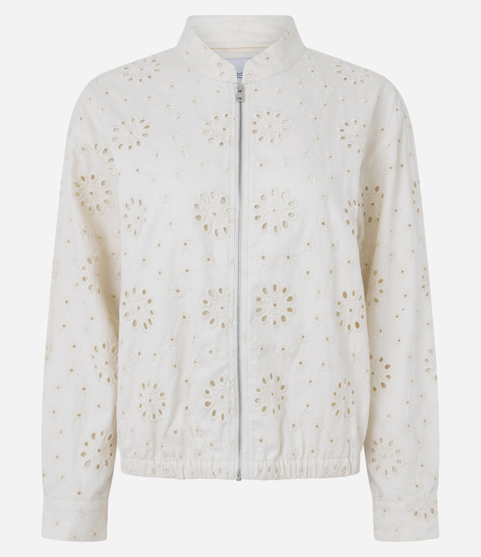 Jaqueta Bomber em Sarja com Laise Floral Off White 5