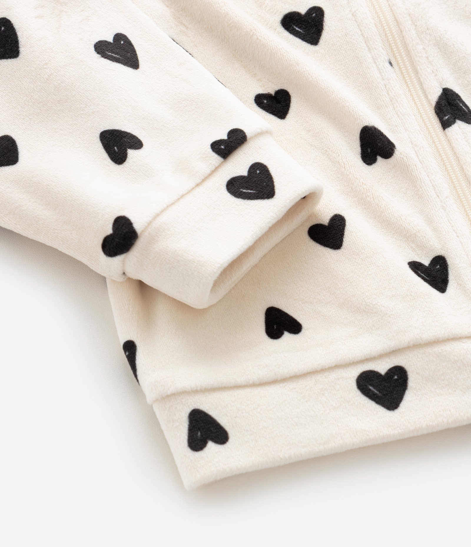 Conjunto Infantil Jaqueta e Legging com Corações – Tam 0 a 18 Meses Off White/Preto 10