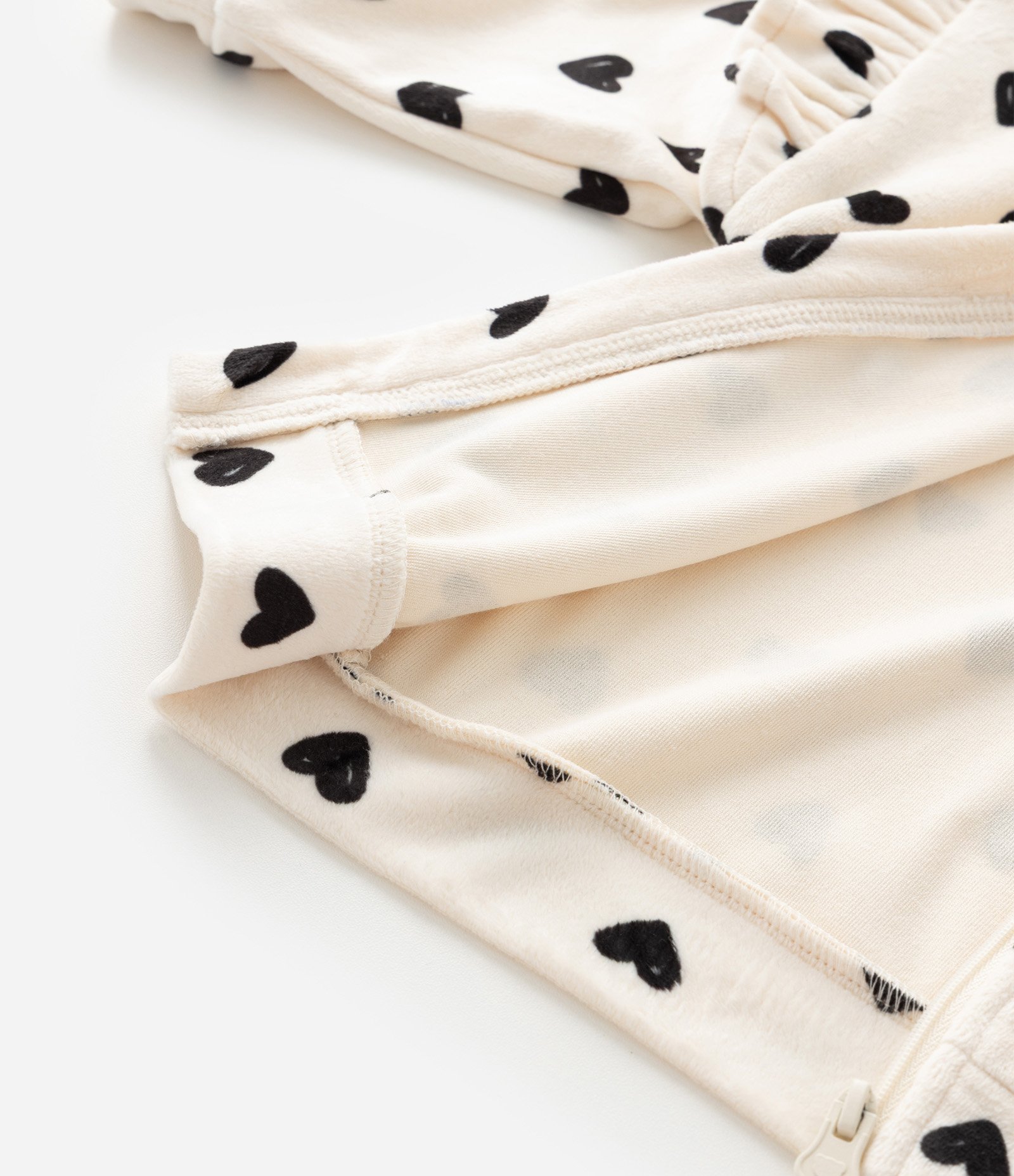 Conjunto Infantil Jaqueta e Legging com Corações – Tam 0 a 18 Meses Off White/Preto 11
