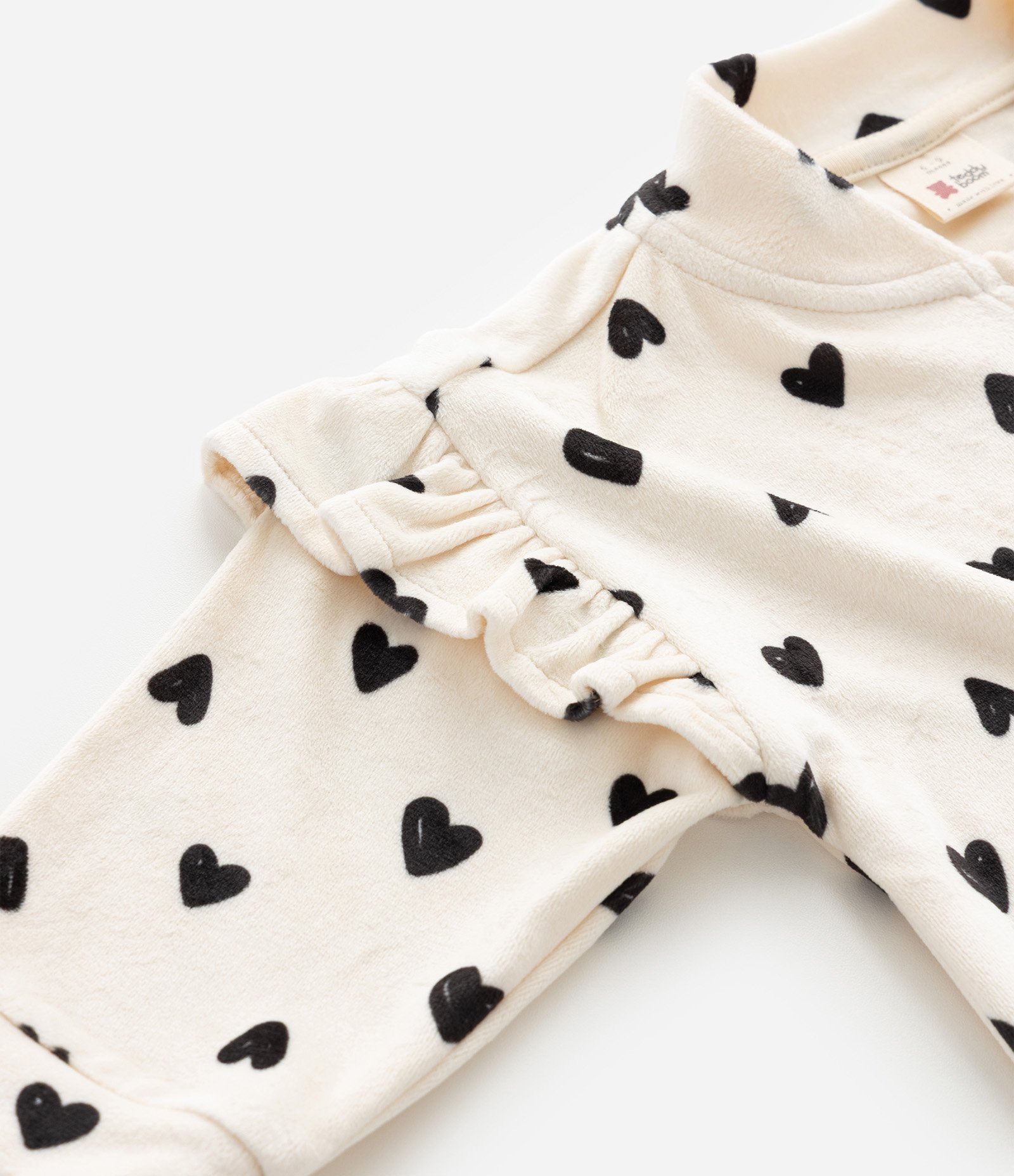 Conjunto Infantil Jaqueta e Legging com Corações – Tam 0 a 18 Meses Off White/Preto 13