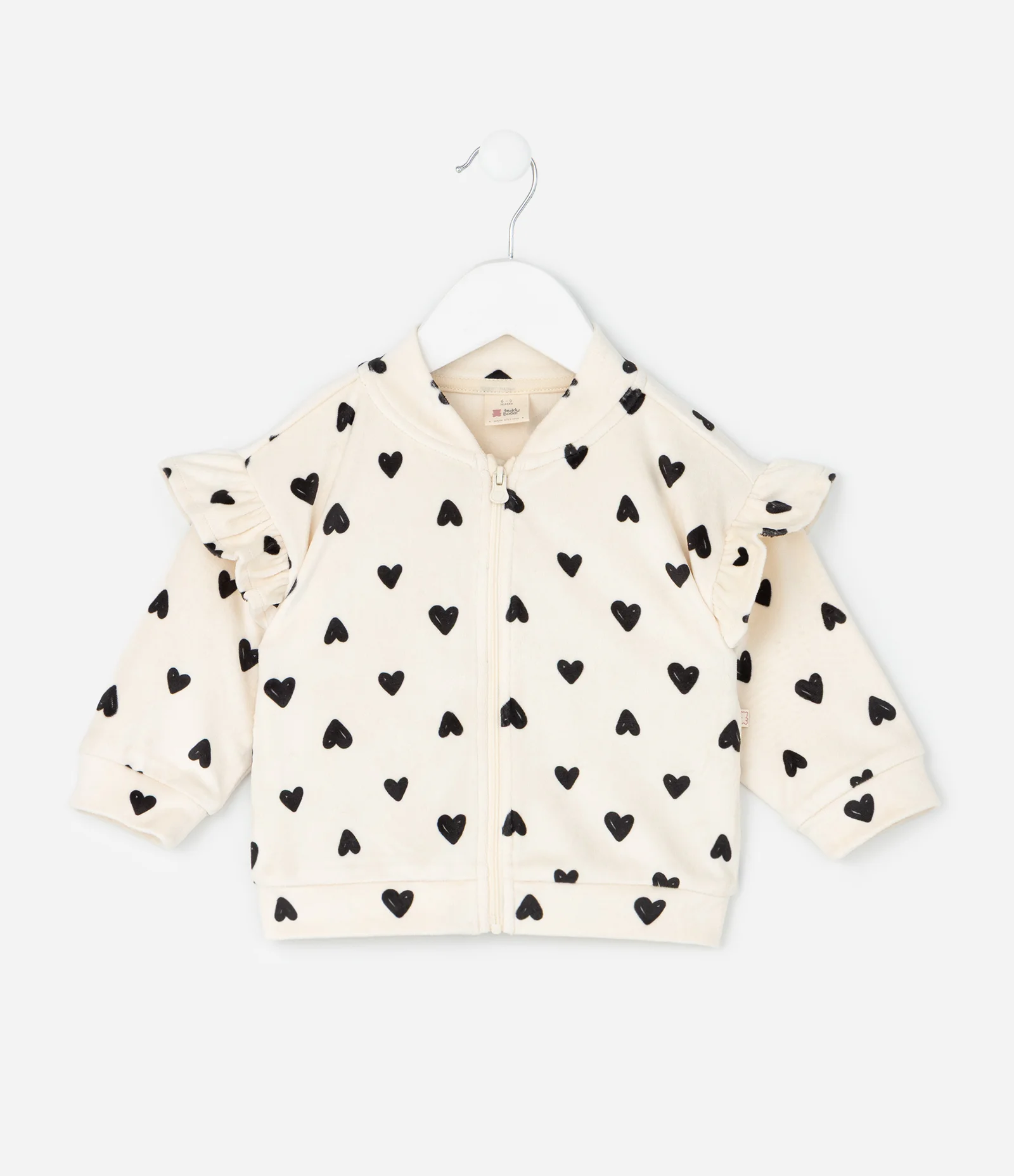 Conjunto Infantil Jaqueta e Legging com Corações – Tam 0 a 18 Meses Off White/Preto 2