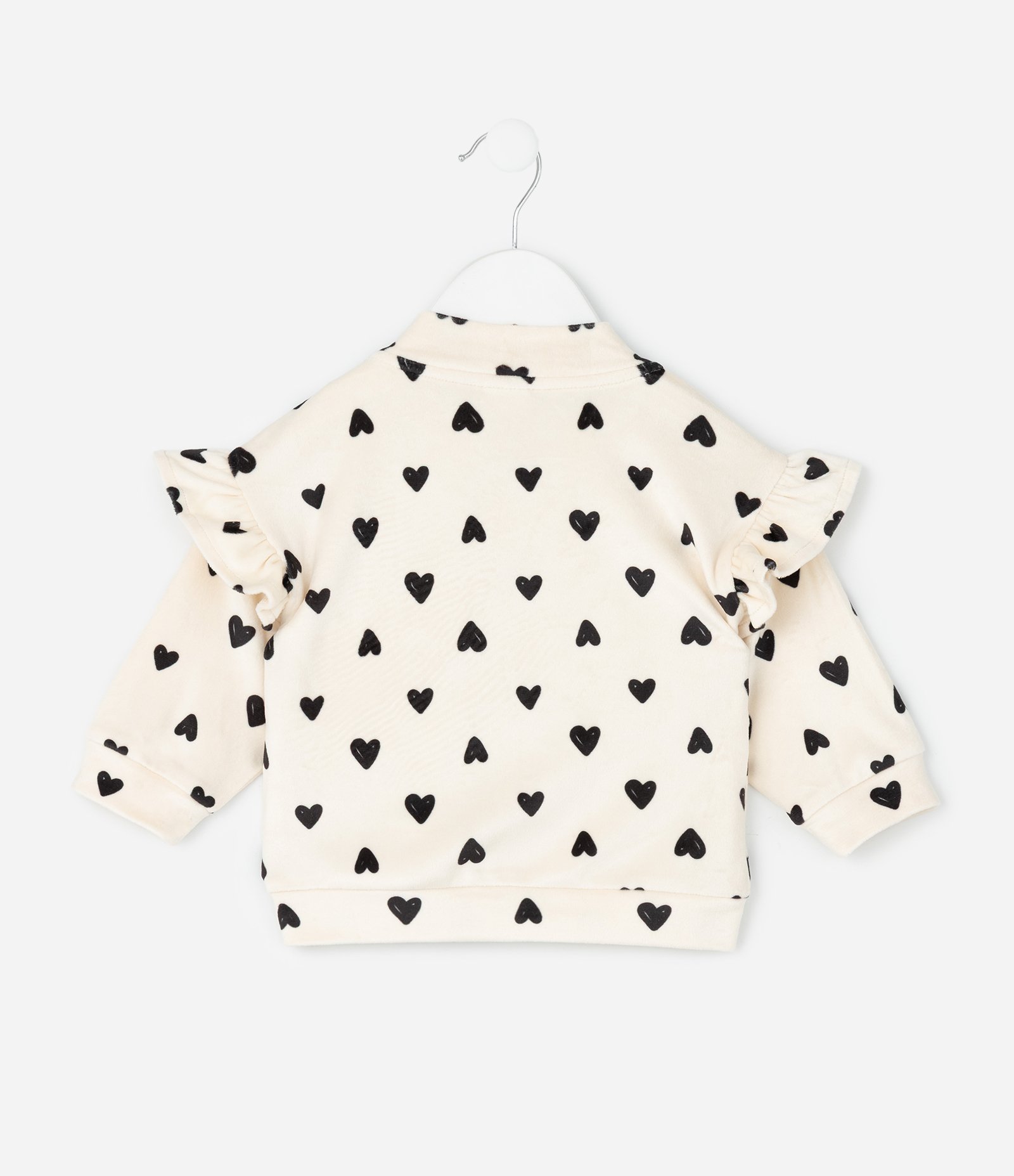 Conjunto Infantil Jaqueta e Legging com Corações – Tam 0 a 18 Meses Off White/Preto 3