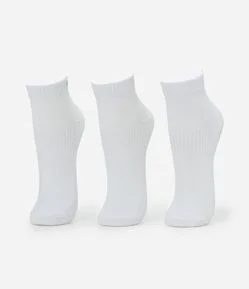 Kit 03 Pares de Meias Cano Baixo em Poliamida com Lettering Movement