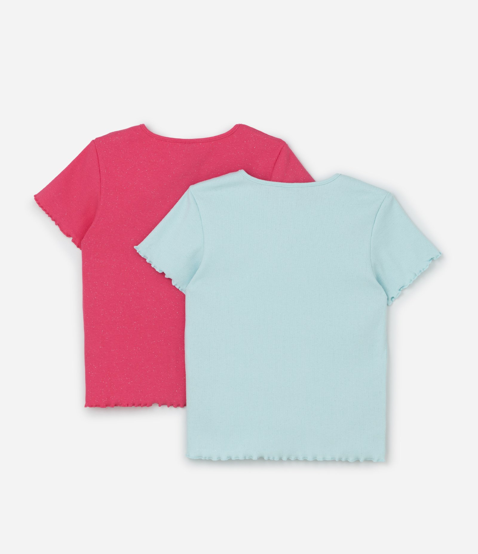 Kit 02 Camisetas Infantil em Ribana Estampa de Cereja - tam 5 a 14 Anos Rosa/Azul 2
