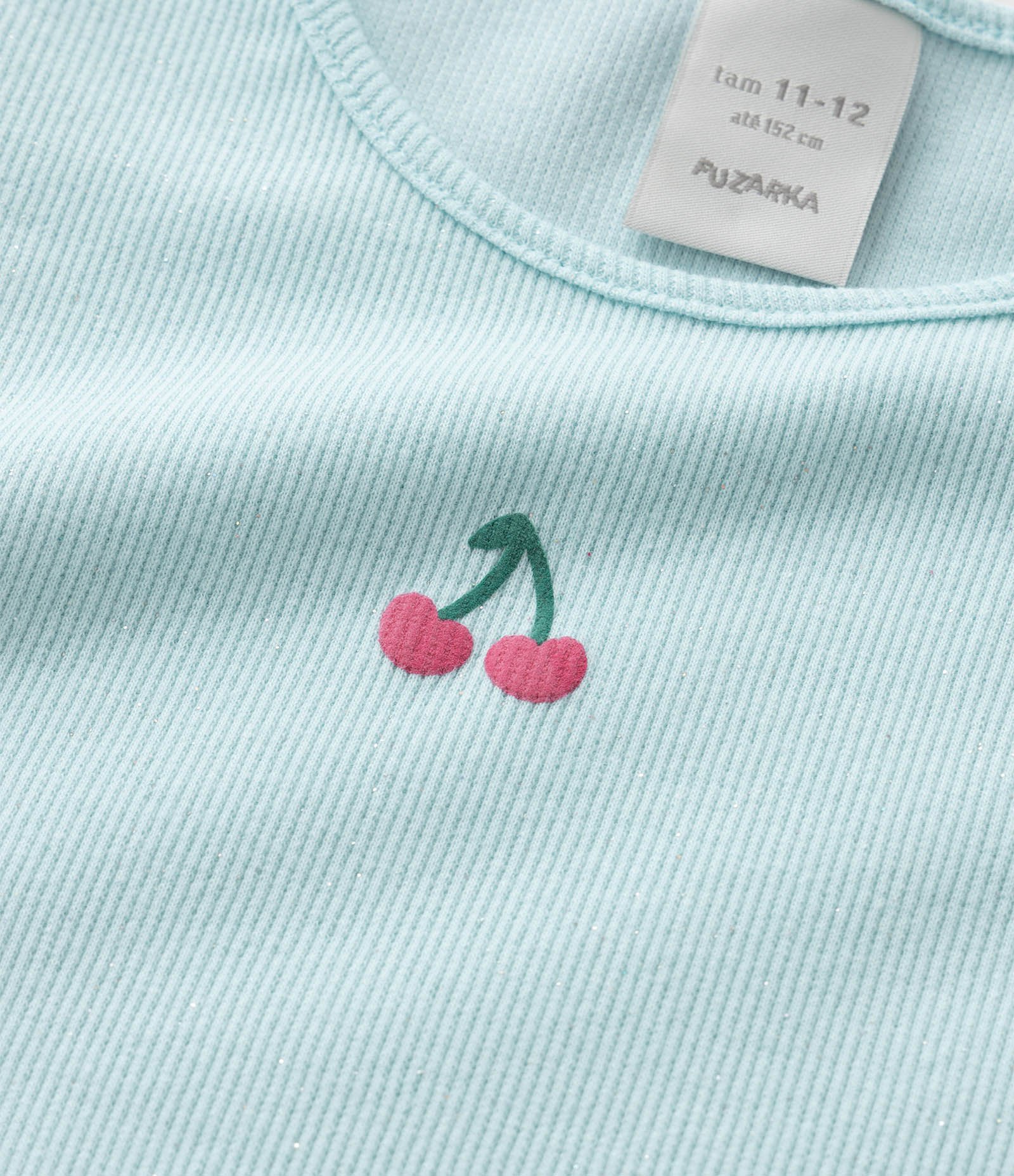 Kit 02 Camisetas Infantil em Ribana Estampa de Cereja - tam 5 a 14 Anos Rosa/Azul 7