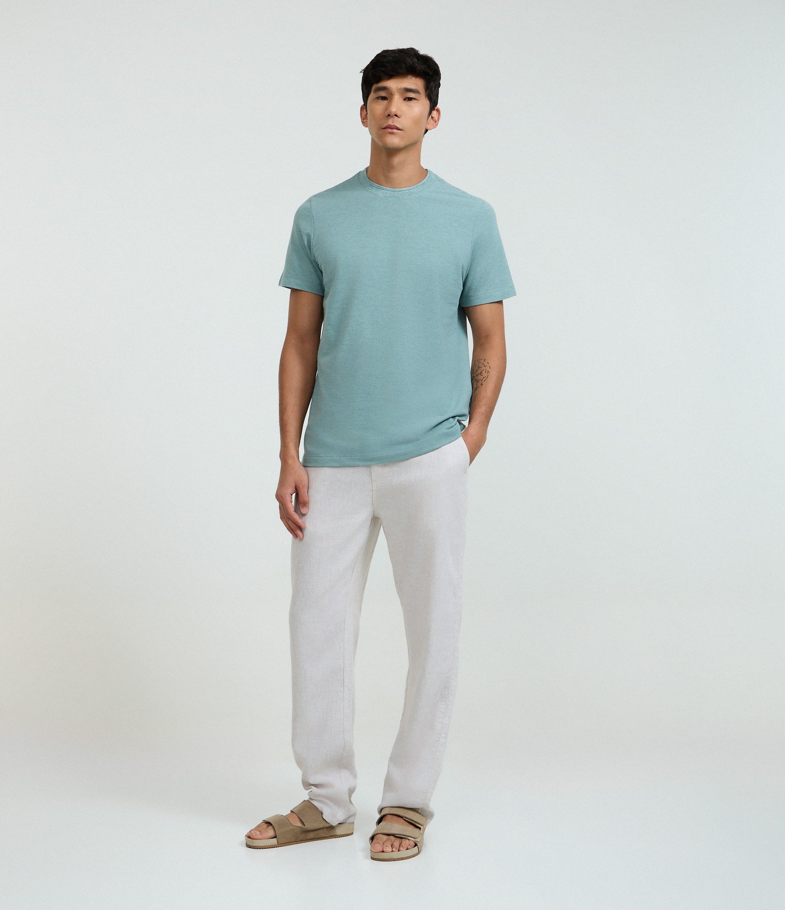 Camiseta Regular em Algodão com Textura Verde 2