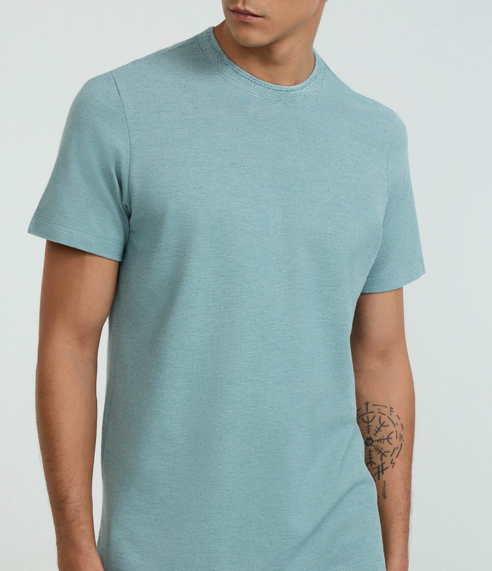 Camiseta Regular em Algodão com Textura Verde 3