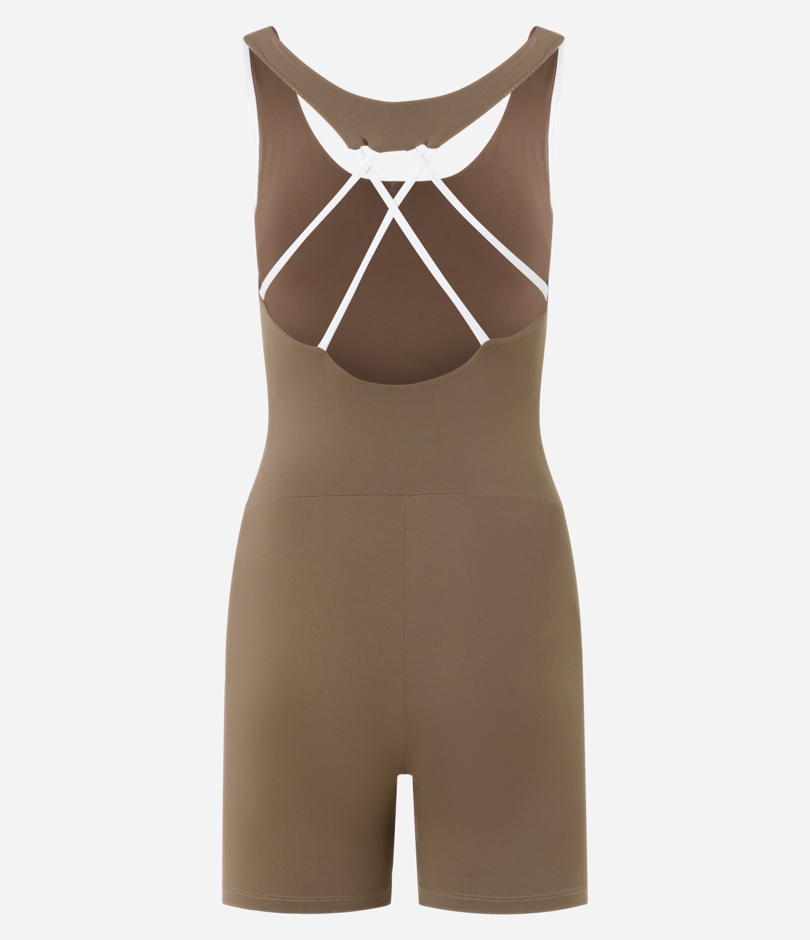 Macaquinho Curto Esportivo com Costas em Roletê Transpassado Marrom 6