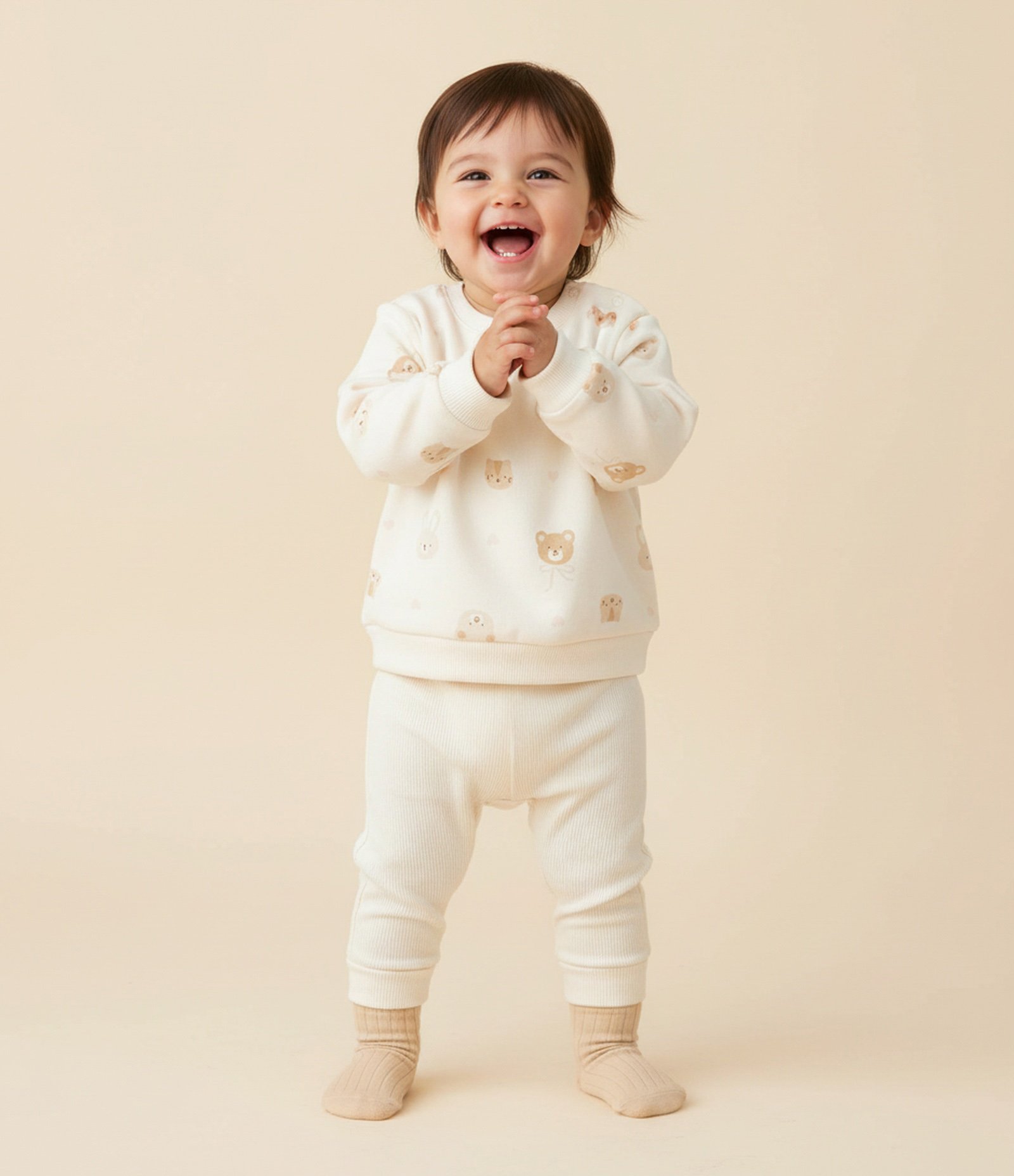 Calça Infantil com Punhos Canelados – Tam 0 a 18 Meses Off White 1