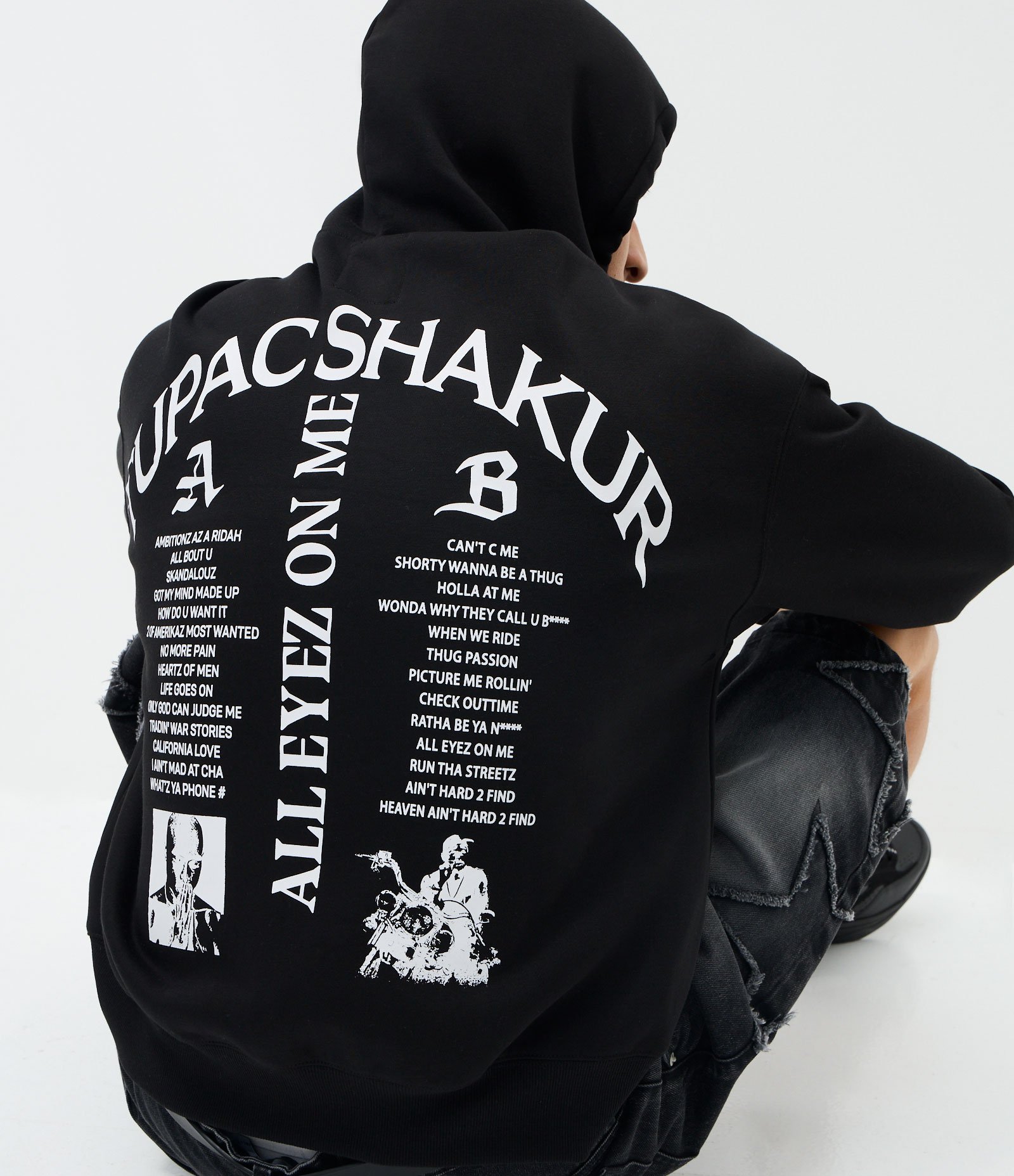 Casaco em Fleece com Estampa Tupac All Eyez On Me Preto 5