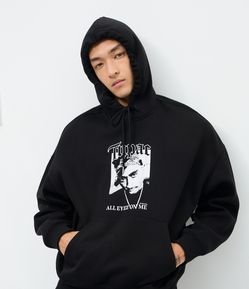 Casaco em Fleece com Estampa Tupac All Eyez On Me